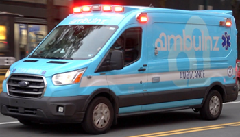 Electrified Blue Ambulance Sign with Caduceus and Hermes staff